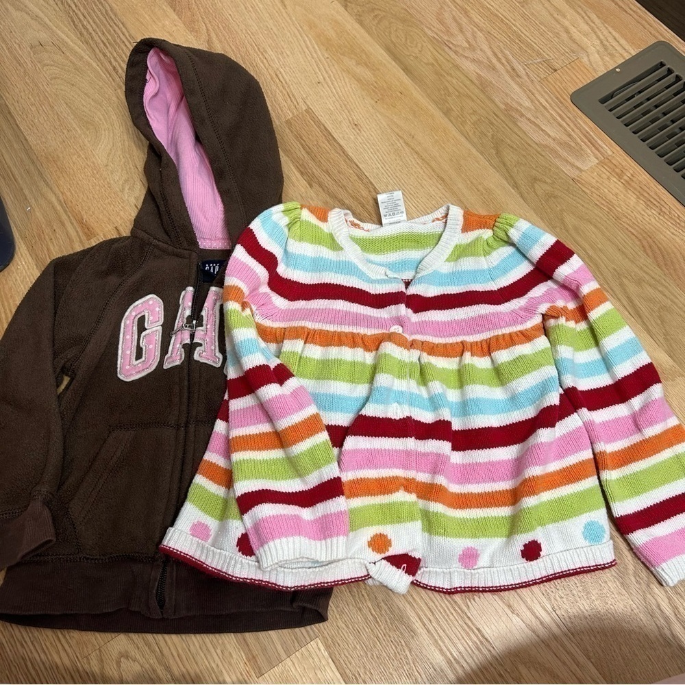 4T Gap Hooded Sweatshirt Gymboree Rainbow Striped Cardigan Bundle Lot